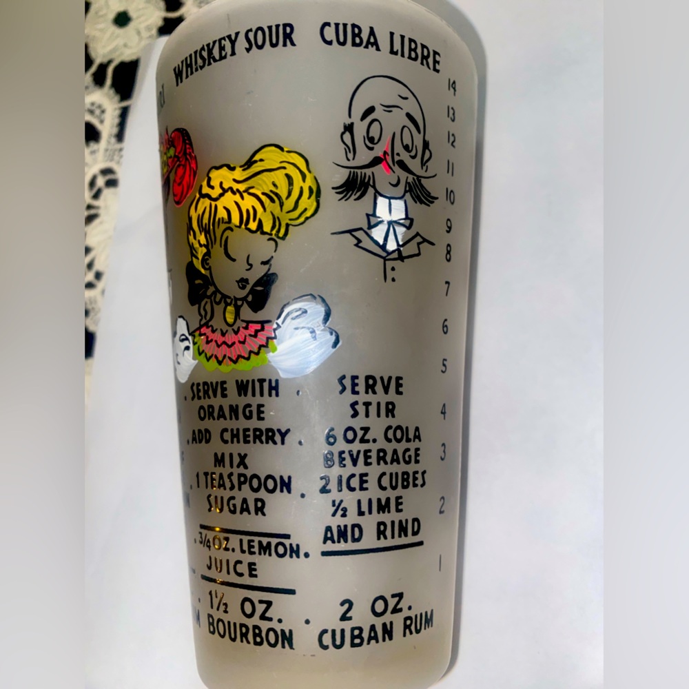 Vintage Cocktail Recipe Glass, Circa 1950s